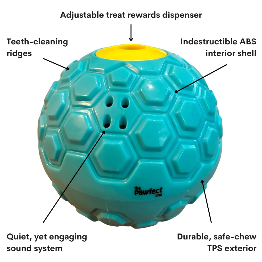 Pawfect Dog Ball Toy | Interactive Puzzle Pet Feeder, Durable Rubber Fetch Toy for Large/Medium Dogs (Blue)