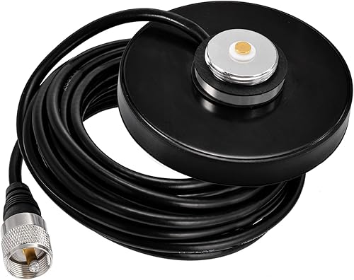 Miniatura 6 de Bingfu Antena NMO para montaje de base magnética fuerte, 3.54 pulgadas de diámetro, cable coaxial RG58 de 16.4 pies - enchufe PL259 - para coche,