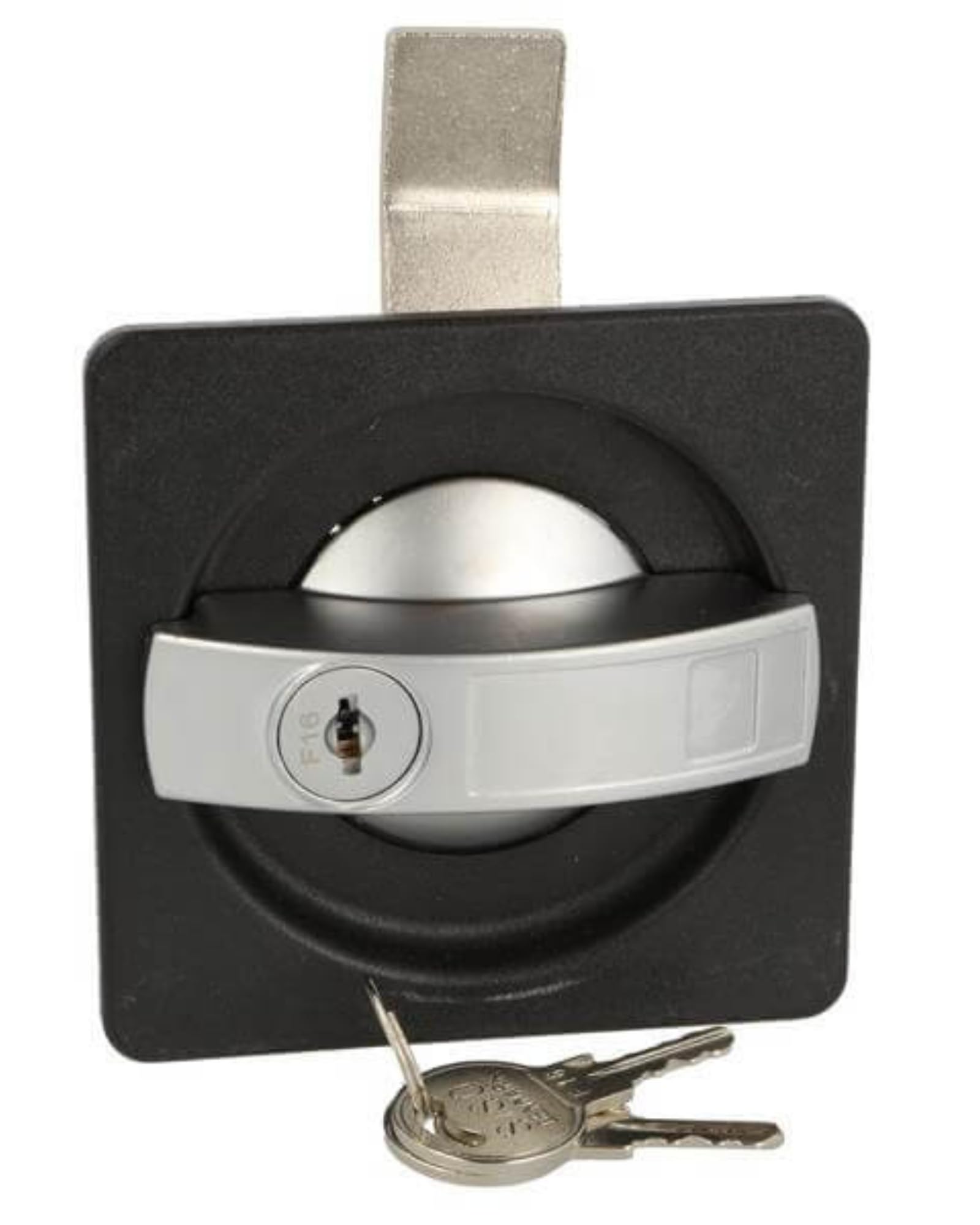 Gedotec Cupboard Lock - Caravan Lock | 1 Set of Silver Rotary Bolt Lock incl. 2 Keys | Square Security Door Lock with Keys | Lockable Switch Cabinet Lock Safe Lock
