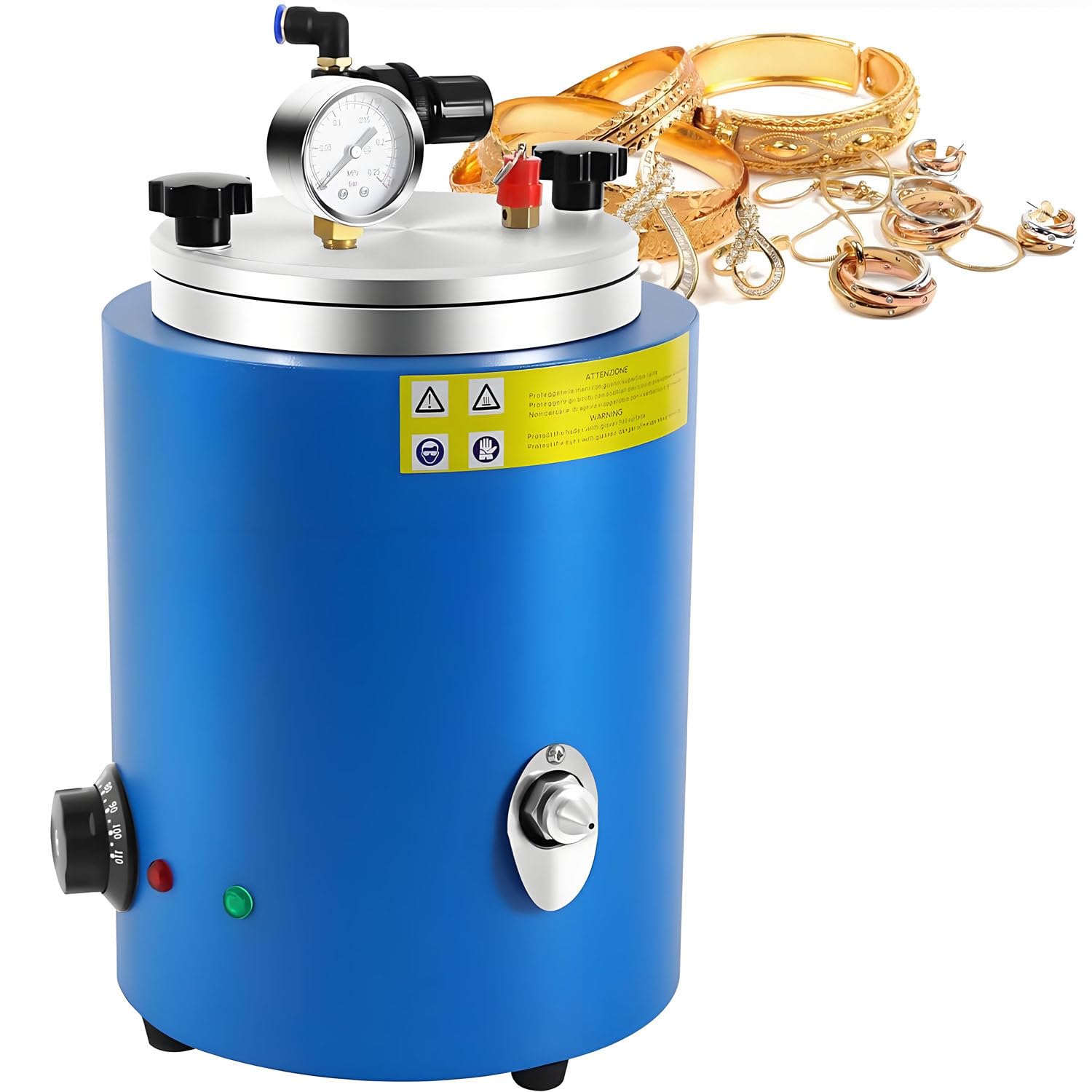AiODiO 500W Wax Casting Machine Jewelry Wax Setting Machine w with Pressure Display Gauge & Precise Temperature Control, 86-230°F Temperature Adjustment, for Jewelry Molds
