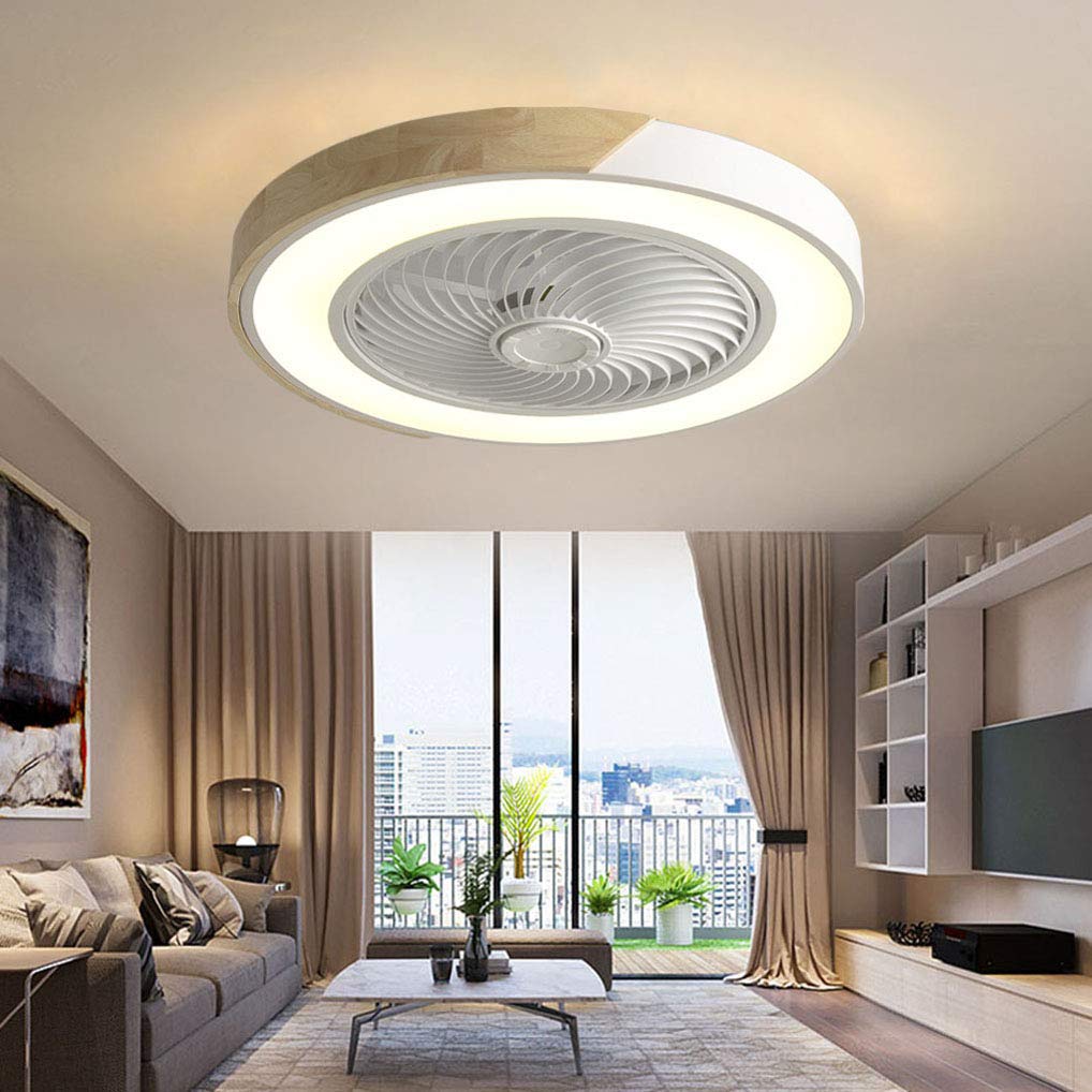 LANMOU Ventilatore da Soffitto con Lampada, 72W Lampadario Dimmerabile Ventilatore Silenzioso con Telecomando/APP, Timer, 3 Velocità del Vento e 3 Temperatura di Colore, Ø52cm, Round, Bianca