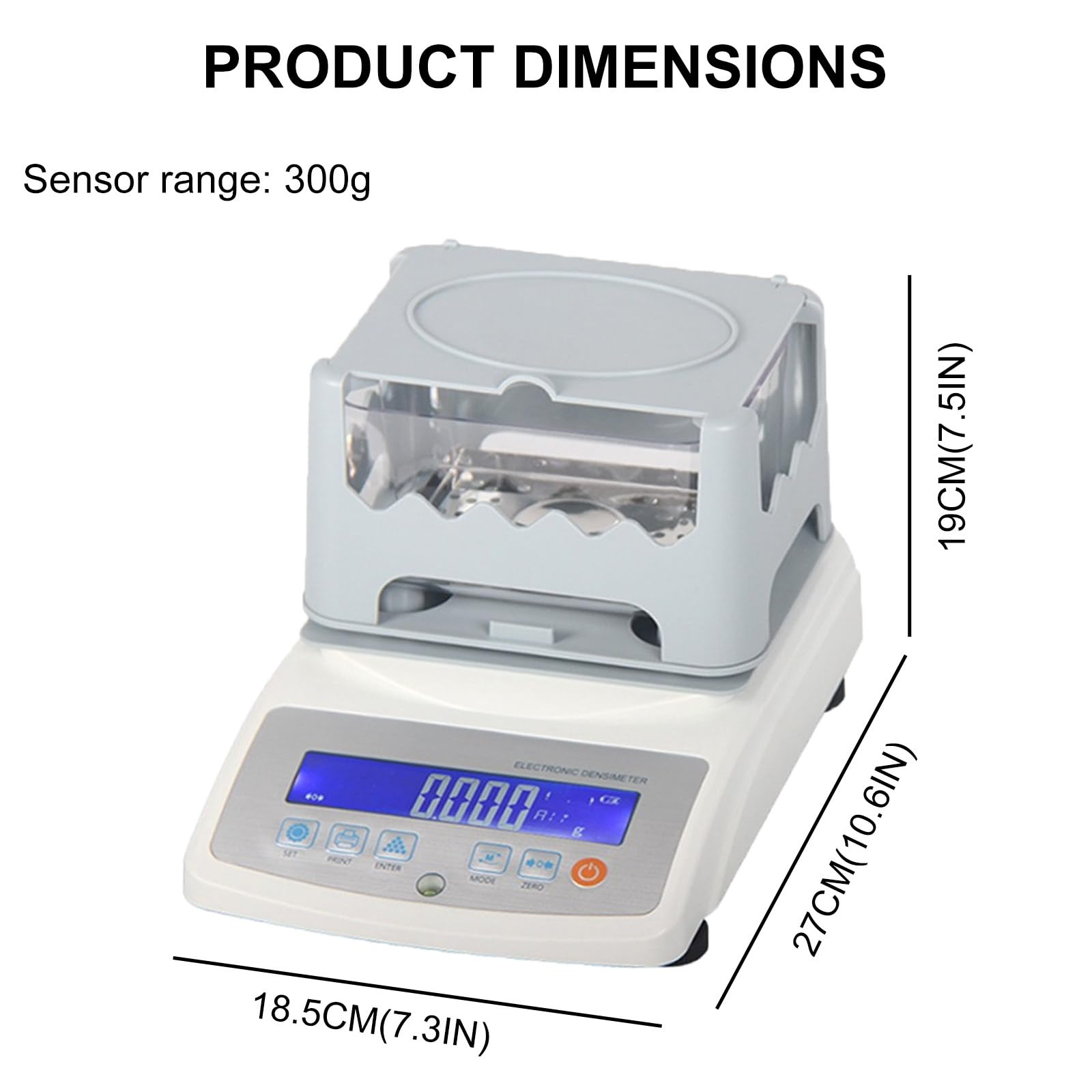 Máquina digital de prueba de pureza de oro, kit automático de prueba de oro, medidor de densidad para detectar volumen para oro, plata, platino, 300 g