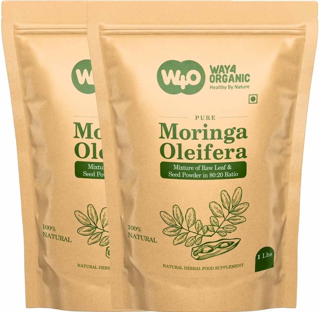 Moringa Oleifera Leaf and Seed Powder (80:20) Ratio 32 Oz(Pack of 2 X 1lb), One Powder with Two Benefits