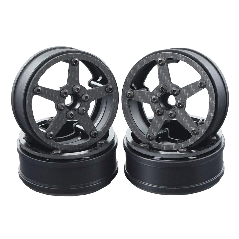 AOLTNRC 2.2 Carbon Fiber Wheels Rim for 1/10 RC Crawler LCG Cheater Rigs Capra SCX10 Pro GSPEED V4 TRX4 Element Enduro Upgrades Accessories (4pcs A)