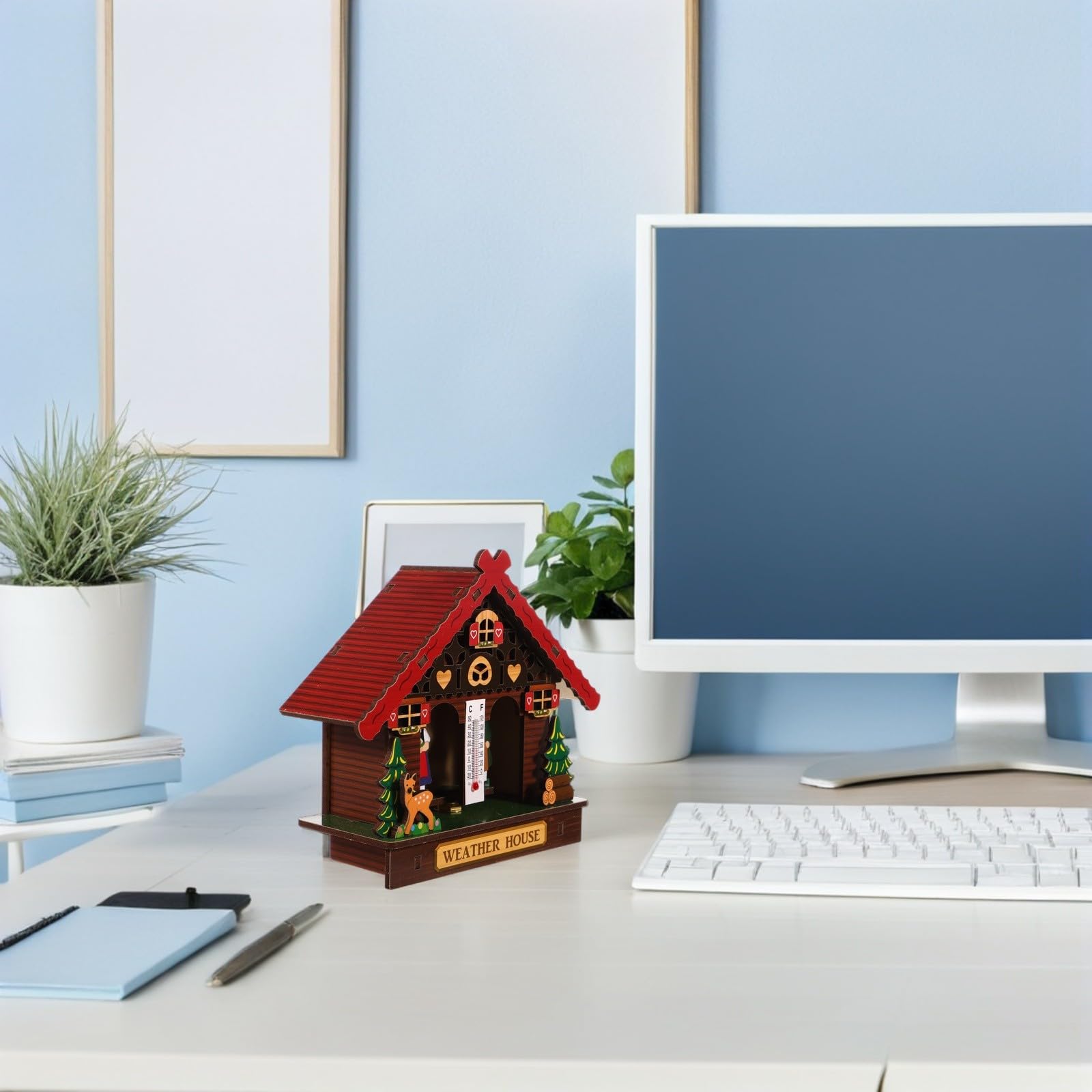 ifundom Barometro Analogico in Legno Elegante con Igrometro e Termometro per Monitorare Temperatura e Umidità, come Decorazione da Parete la Casa