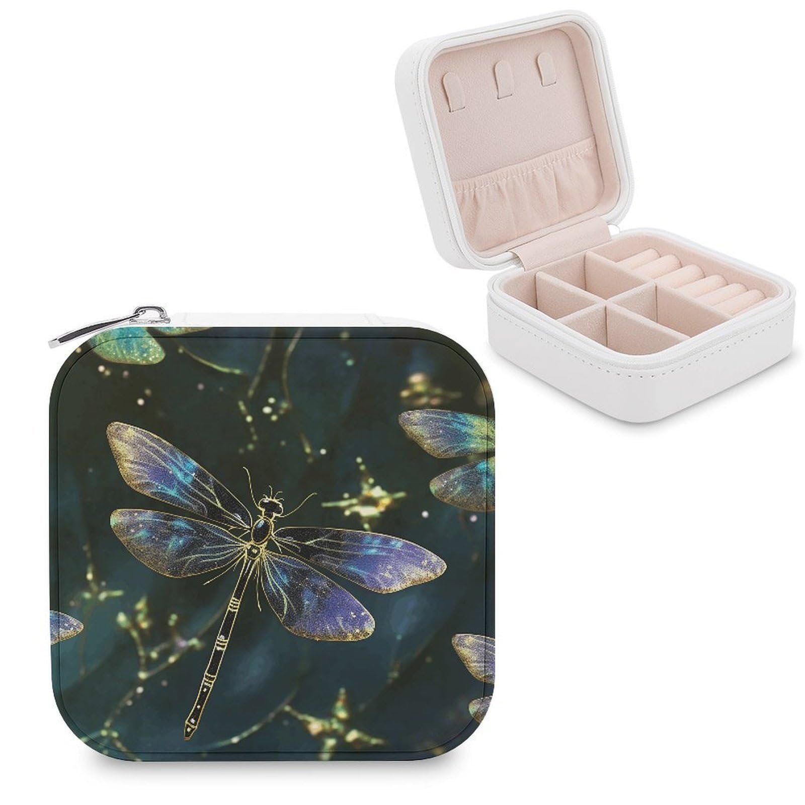 VstaDank Dragonfly Jewelry Box for Women Custom Travel Jewelry Case Personalized Travel Jewelry Boxes Small Portable Jewelry Organizer Box for Rings Necklaces Bracelets Earring