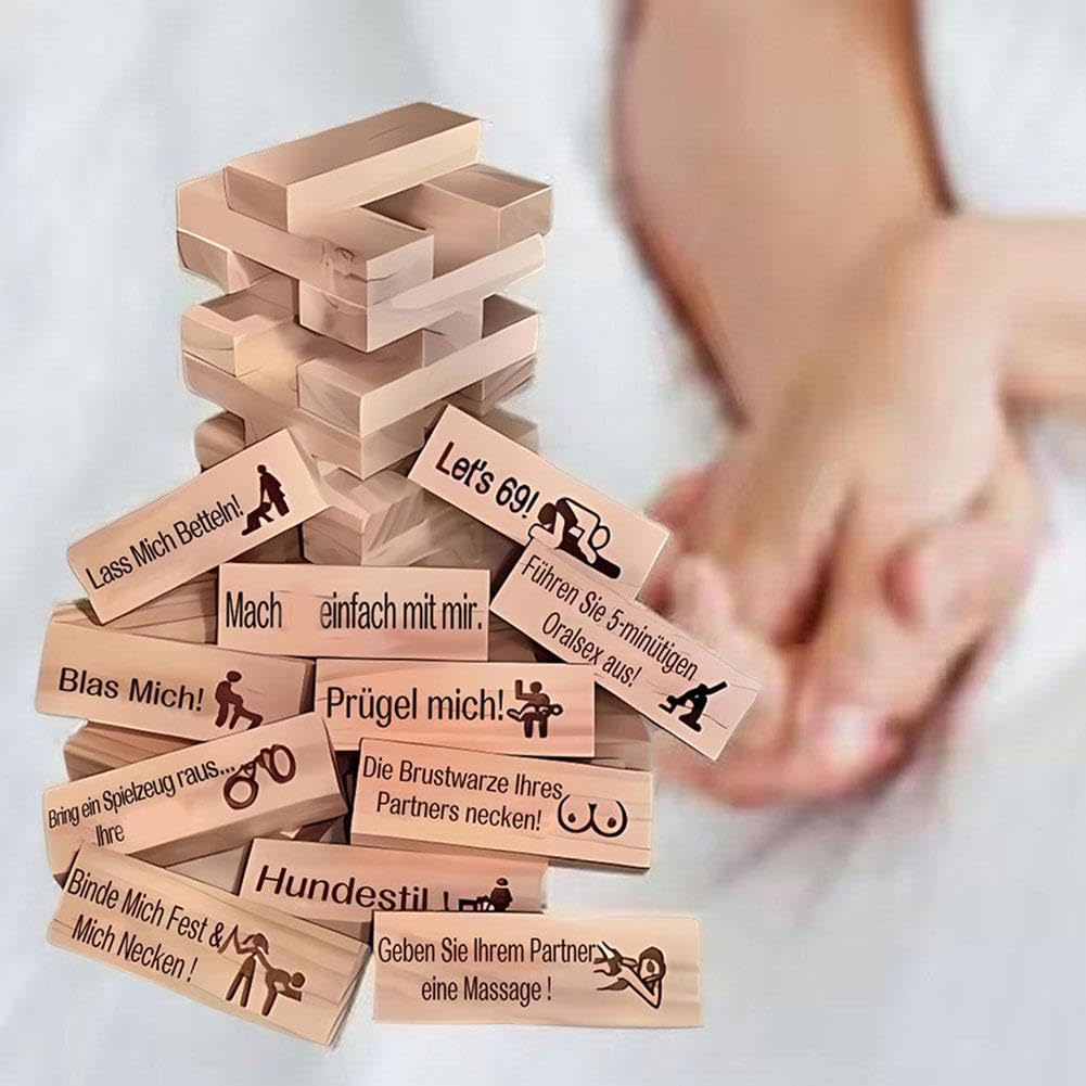 Jeu De Tour De Blocs Yiokii – 48 Pièces Coquines Pour Adultes – Jeu En Bois Pour Couples, Saint-Valentin, Anniversaire