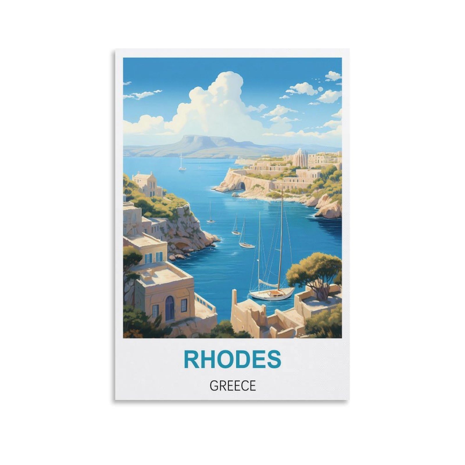 NHGEQAA Rhodes Greece Vintage Travel Posters 08x12inch(20x30cm) Canvas Wall Art Print Picture
