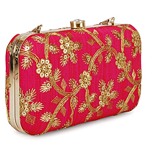 Image of LONGING TO BUY Hand Crafted Designer Box Clutch - Zari Embroidery For Women