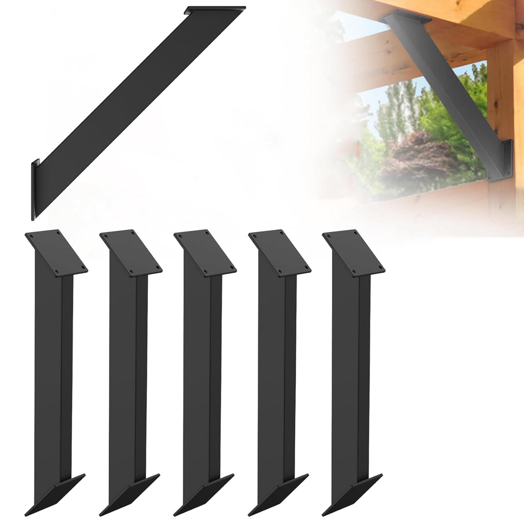 LQSYBHD 45 Degree Corner Brace Pergola Kit Heavy Duty Connector Brace Bracket Kit Inside Mount Corner Connector for Pergola Terrace Pergola Cabin Elevated Black (Size:6pcs)