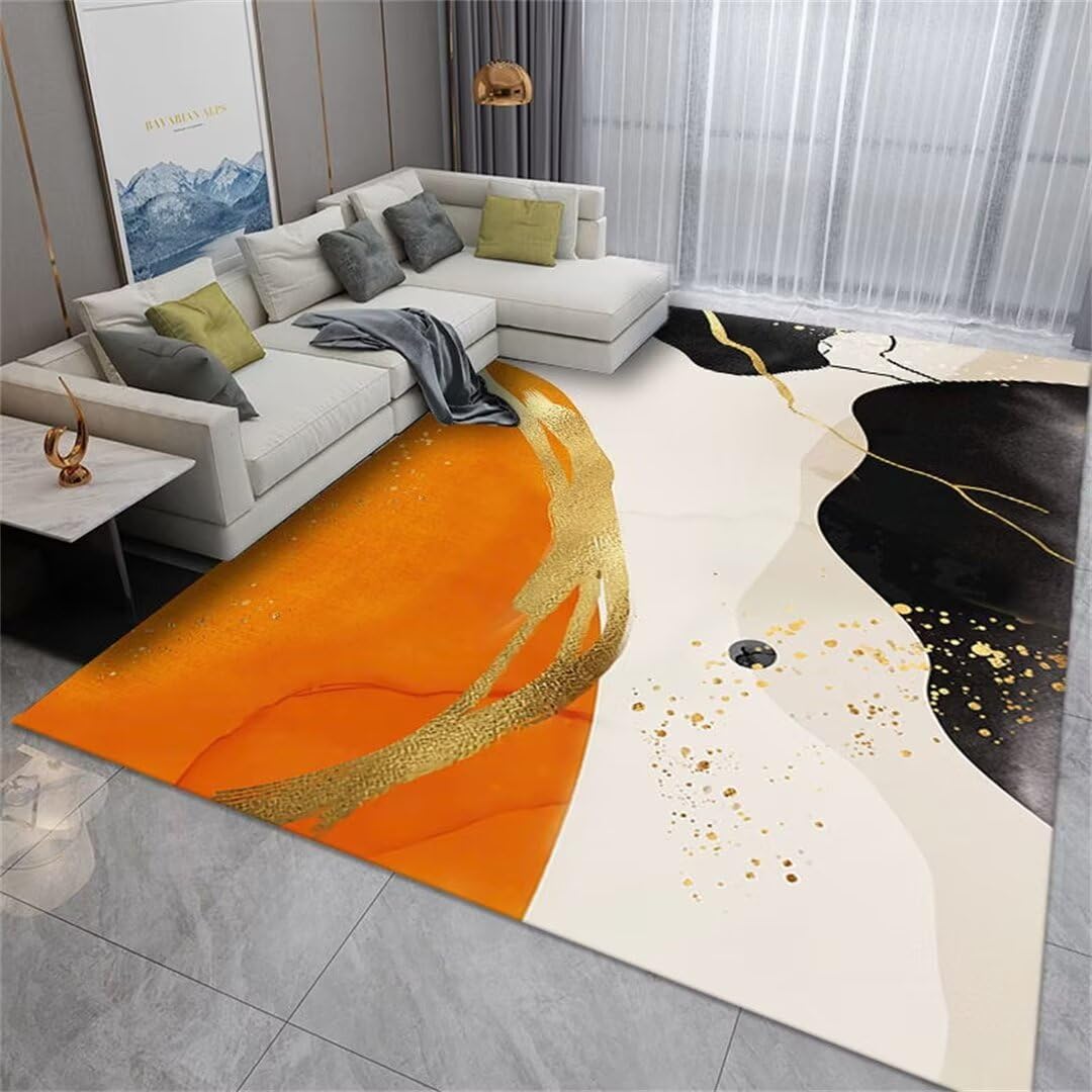Tapis de chambre de jeunesse orange et rayé pour espace cocooning