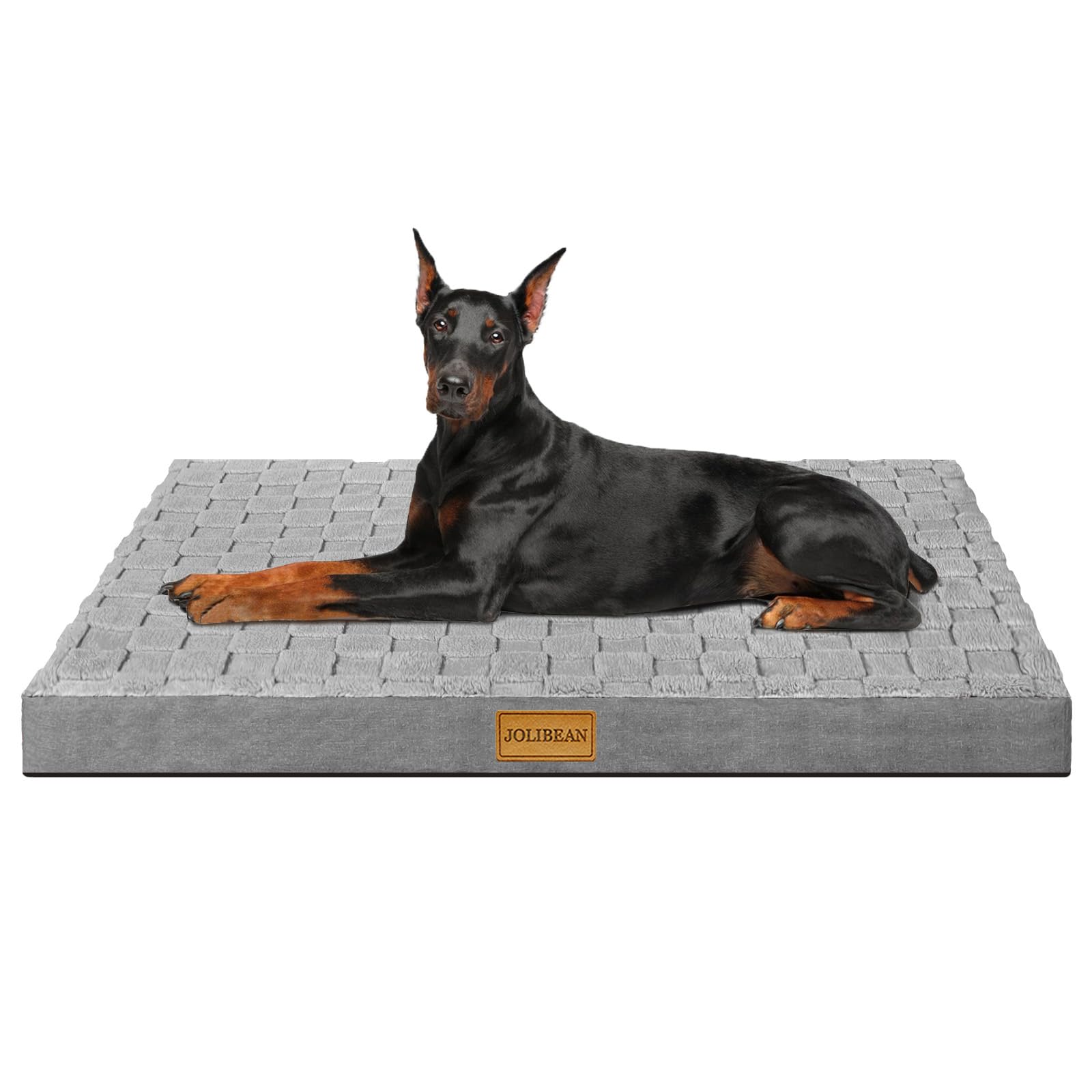 Cama Perro Extra Grande Ortopédica, Colchoneta Perro de diseño a Cuadros, Sofá Perro con Espuma De Caja De Huevos, Impermeable Lavable Desenfundable, 142x102cm, Gris