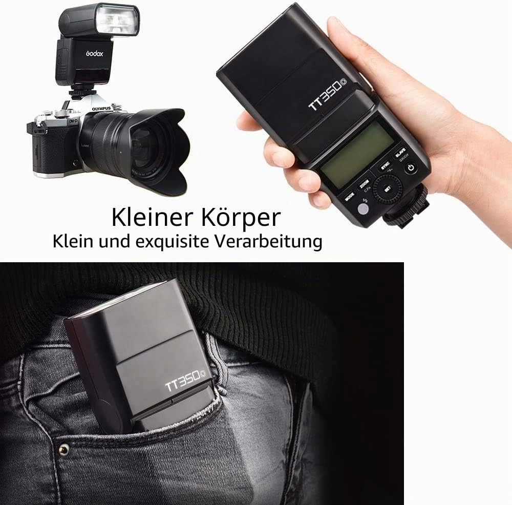 GODOX TT350O Blitzgerät für Olympus Panasonic Kamera, TTL 2.4G Wireless GN36 1/8000s HSS Speedlite, Mini Kamera Blitzgerät kompatibel für Panasonic Olympus Kamera