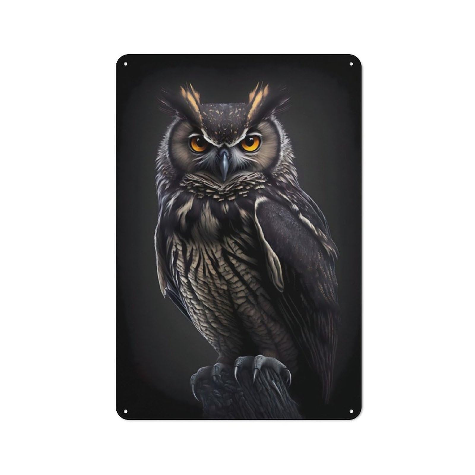 Junmoney Black Owl Rustic Metal Wall Sign 30X20cm For Kitchen Or Home Bar, Suited To Home Bar Enthusiasts