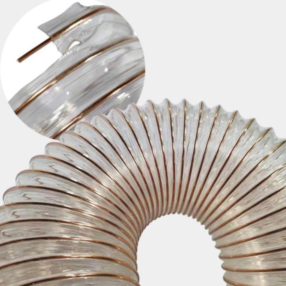Tubo flessibile per raccolta fumi, da 0,9 m a 4,9 m, flessibile, trasparente, per la lavorazione del legno, diametro da 6,3 cm a 10,2 cm, ideale per l'uso con aspirapolvere sul prato