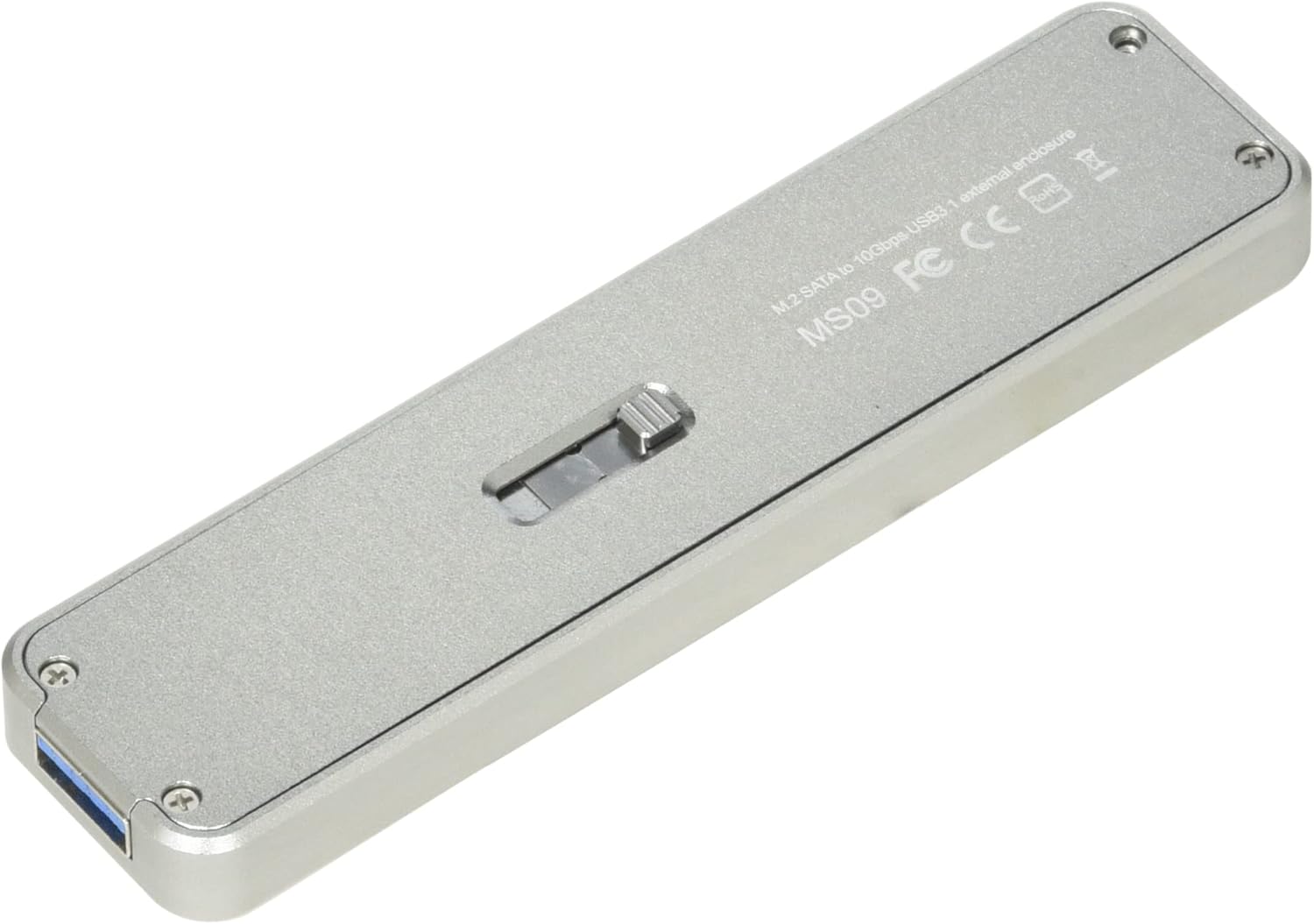 Silver Stone Silverstone SST-MS09C USB-Type-A Compatible Mobile Storage, MS09 M.2 SATA SSD Compatible, External SSD Case, Charcoal