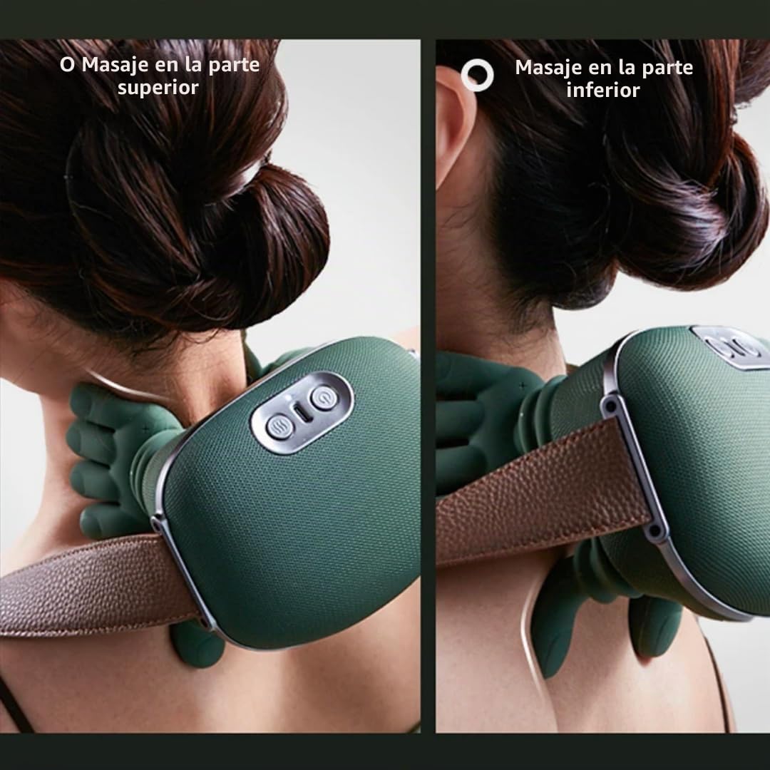 Masajeador térmico biónico, masajeador Shiatsu portátil de cuello y espalda, masaje eléctrico de tejido profundo 4D, diseño de mano humana simulada para aliviar el dolor y relajarse