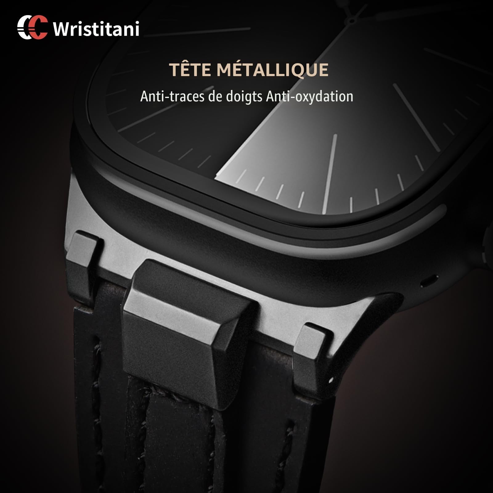 Wristitani Bracelet Cuir Compatible avec Apple Watch 49mm 46mm 45mm 44mm 42mm pour Homme Femme, Bracelet de Remplacement Cuir Véritable Durable pour iWatch Ultra Series 10 9 8 7 SE 6 5 4 3