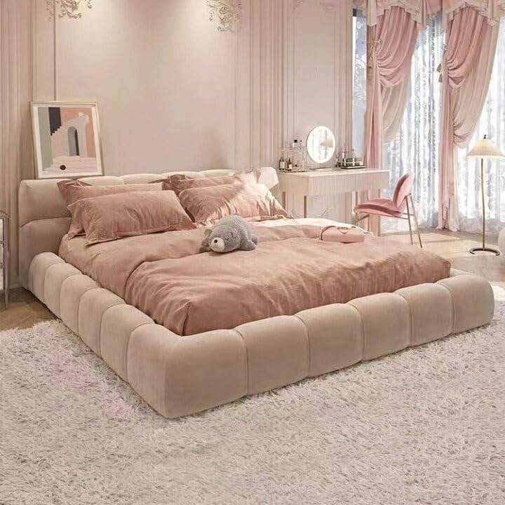 Amazon｜ベッド 寝室 可愛い ベロア調 ローベッド ベッド ベッド