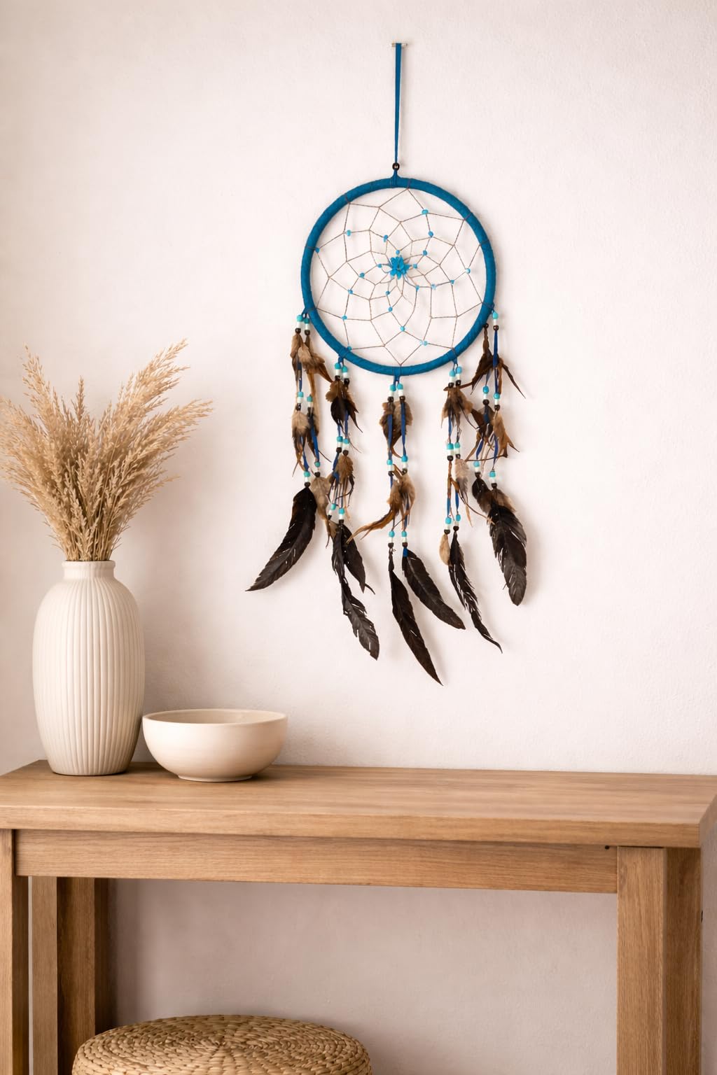 OMA acchiappasogni Dreamcatcher – Fatto a Mano, di Grandi Dimensioni – Lunghezza 71,1 cm x Diametro 22,9 cm Marca Turquoise Suede