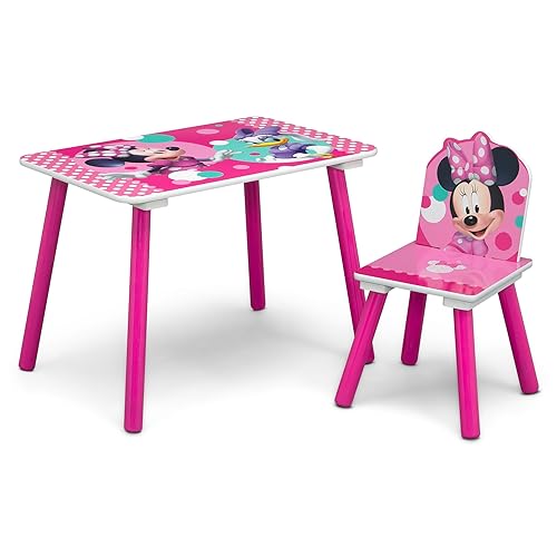Miniatura 4 de Delta Children Disney Minnie Mouse - Juego de 4 piezas para habitación en una caja, incluye cama para dormir y jugar, mesa, 1 silla y caja de Minnie