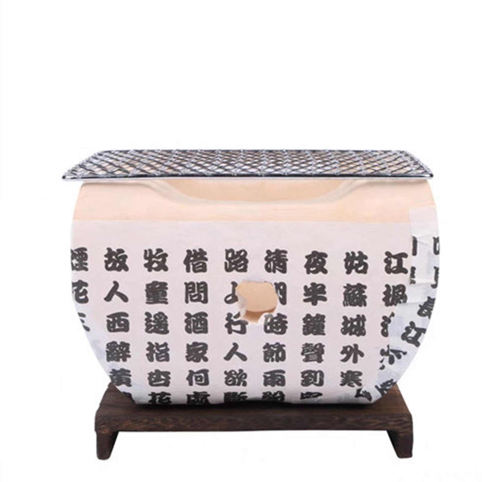 Hibachi Grill BBQ Grill Barbecue A Carbone Design dello Sfiato Circostante con Rete per Barbecue Spessa E Tavola di Legno Isolata Adatto per Campeggio, Cucina All'aperto, Patio, Giardino(C)
