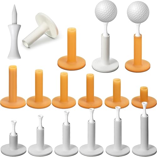Skylety 24 piezas de 6 tamaños de camisetas de golf de goma para alfombrillas de golf de plástico en 2 colores soportes de goma para simulador