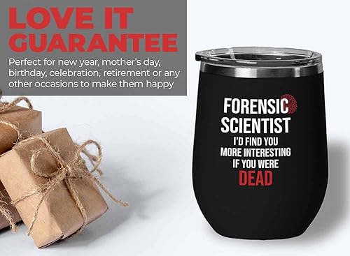 Miniatura 6 de Crime Forensics Black Edition Vaso de vino de 12 onzas – I'd Find You More Interesting – Detective Crime Scene Investigator Criminologist Degree