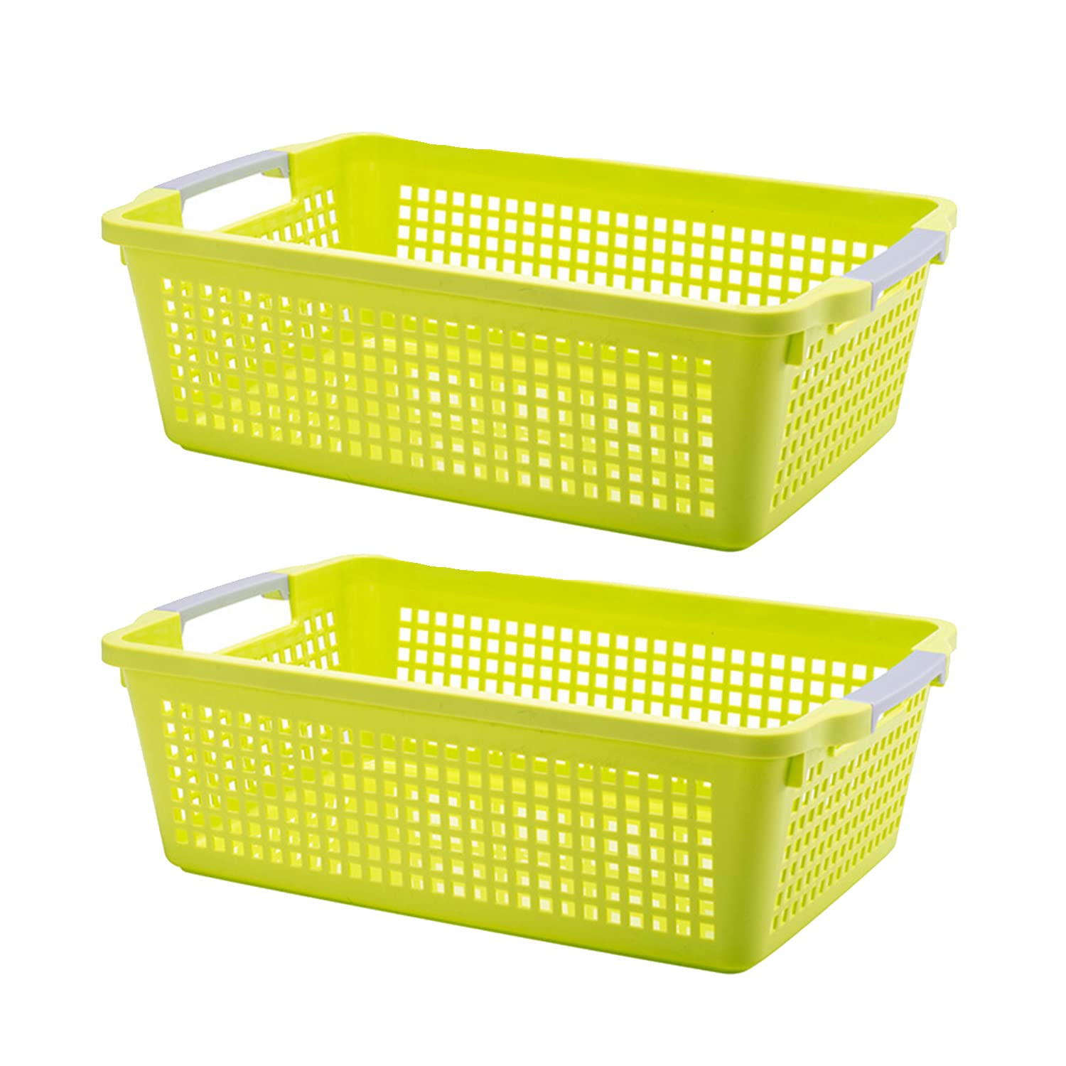 JiatuA Cesto Portaoggetti In Plastica Con Manico In Silicone – 31,5x17,8x15,7 Cm – Grande, Verde - 3