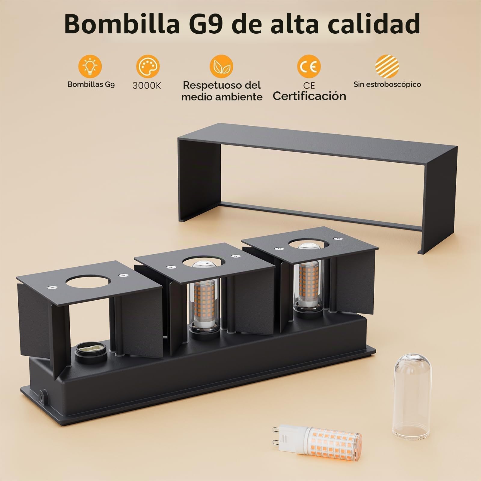 Klighten 27W Lampara de Pared Con G9 LED Bombillas Reemplazables Antracita
