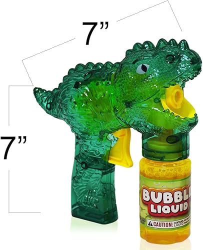 Miniatura 3 de ArtCreativity Bubbland - Pistola de burbujas LED de dinosaurio para niños, 3 pistolas de burbujas iluminadas y 6 botellas de líquido de burbujas,