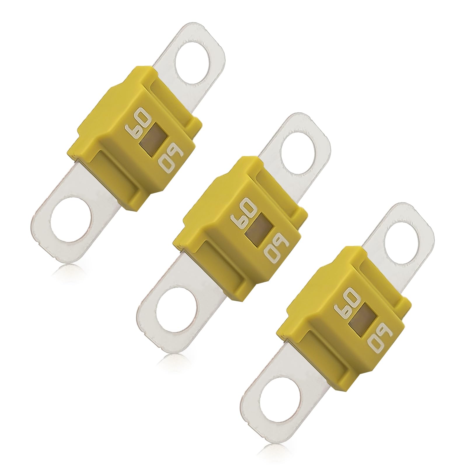 3PCS AMI/Midi Fuse, High Current 60A, for Cars, Buses, Trucks, Caravans, Construction Vehicles, Passenger Car, Electrocar Golf Cart, Motorhome