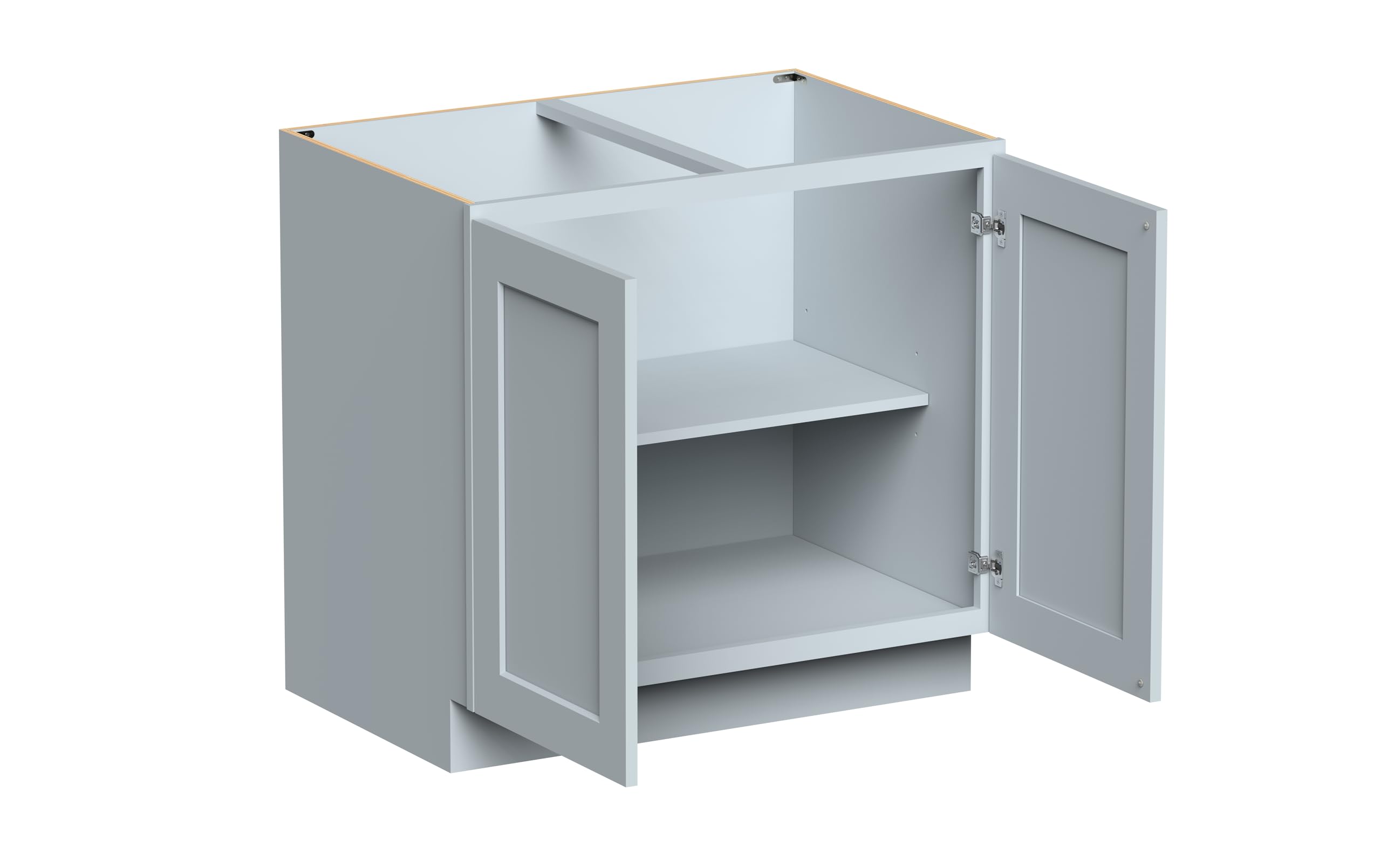 Unpacked CASAINC kitchen base cabinet components laid out for assembly.