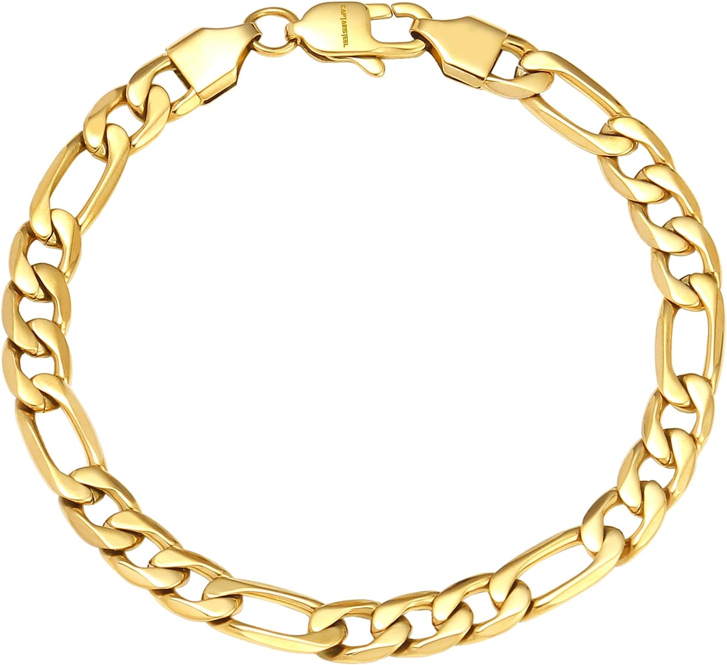 CaptainSteeL Figaro Bracelet for Men and Women, 7/7.5/8/9inch Stainless Steel Chain link Bracelet, Gold Plating/Stainless Steel Fashion Jewelry Bracelet, Holiday Gift with Flannel Bag