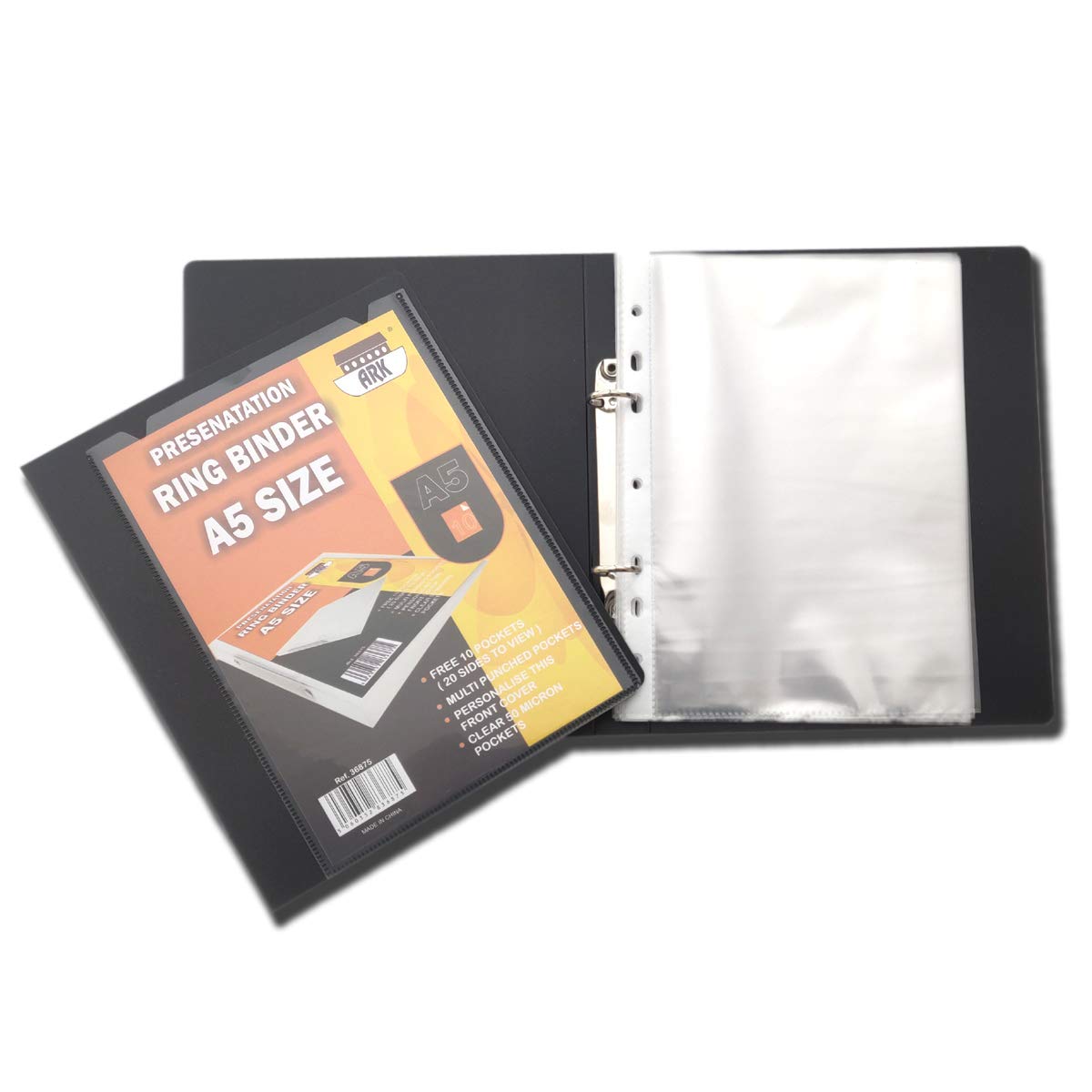 Ark A5 15mm Ring Binder+10 Free Pockets A5 Presenatation Ring Binder New