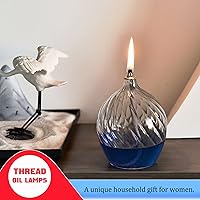 Vista 5 de 2 lámparas de aceite de vidrio pequeño líquido rellenables, velas de aceite de vidrio borosilicato resistente, aspecto único de hilo interno