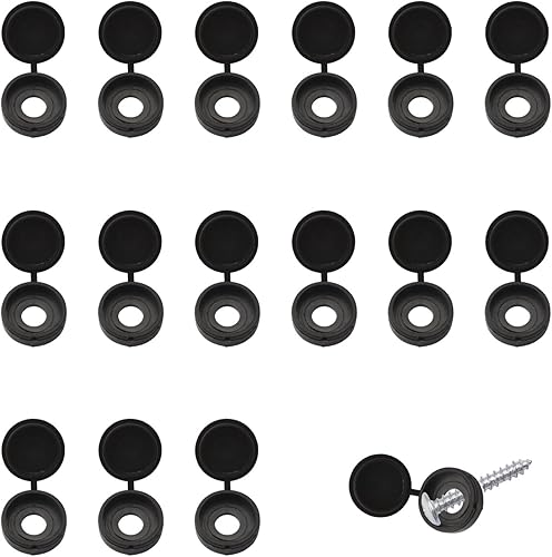 100 tapas de plástico para tornillos y arandelas plegables M3, cubiertas decorativas (negro)
