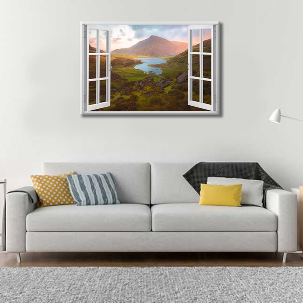Gyderau Mountains Wall Decor Living Room 1 Piece Snowdonia National Park Wall Decor Living Room Baseball North Wales House Decor Posters and Prints Stretched and Framed Ready to Hang (16''Wx 24''H) - Image 2