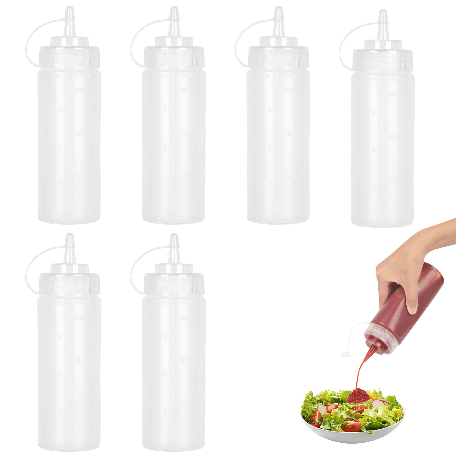 Quetschflasche Dosierflasche 3 PCS 360ml 12oz,Abgestufte Squ