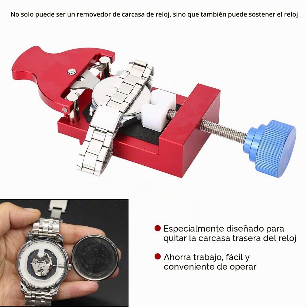 Redxiao Abrelatas de la Tapa del Reloj, Herramienta para Quitar la Caja Trasera del Reloj Tipo de Llave Profesional Juego de Prensa de Reloj Desmontador de la Tapa Trasera del Reloj, para reemplazo