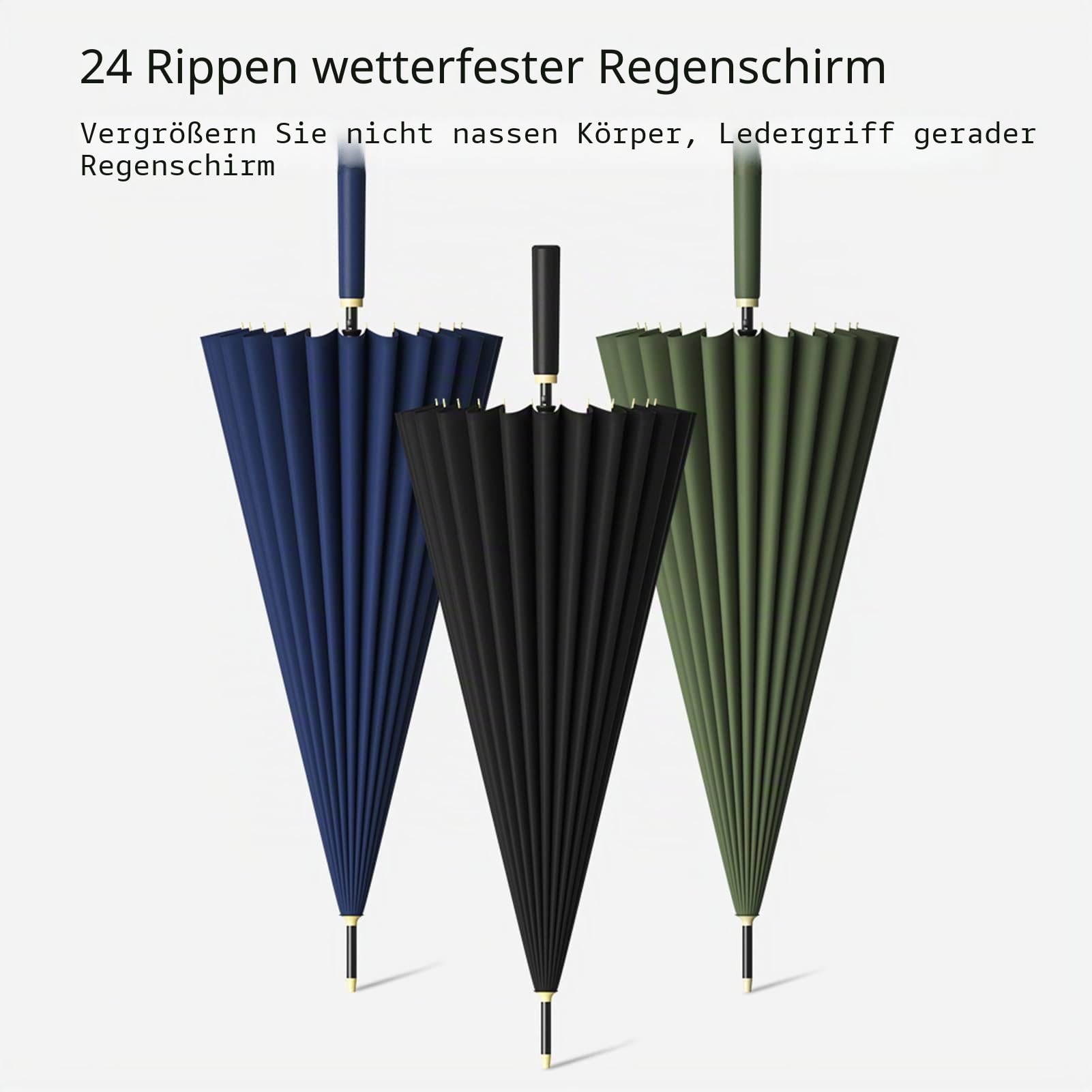 YIDAX Großer Regenschirm Sturmfest, Gerader Regenschirm, Stockschirm Mit Langem Griff, Automatischer Reiseregenschirm, 24 Rippen Golfschirme Für Männer Und Frauen