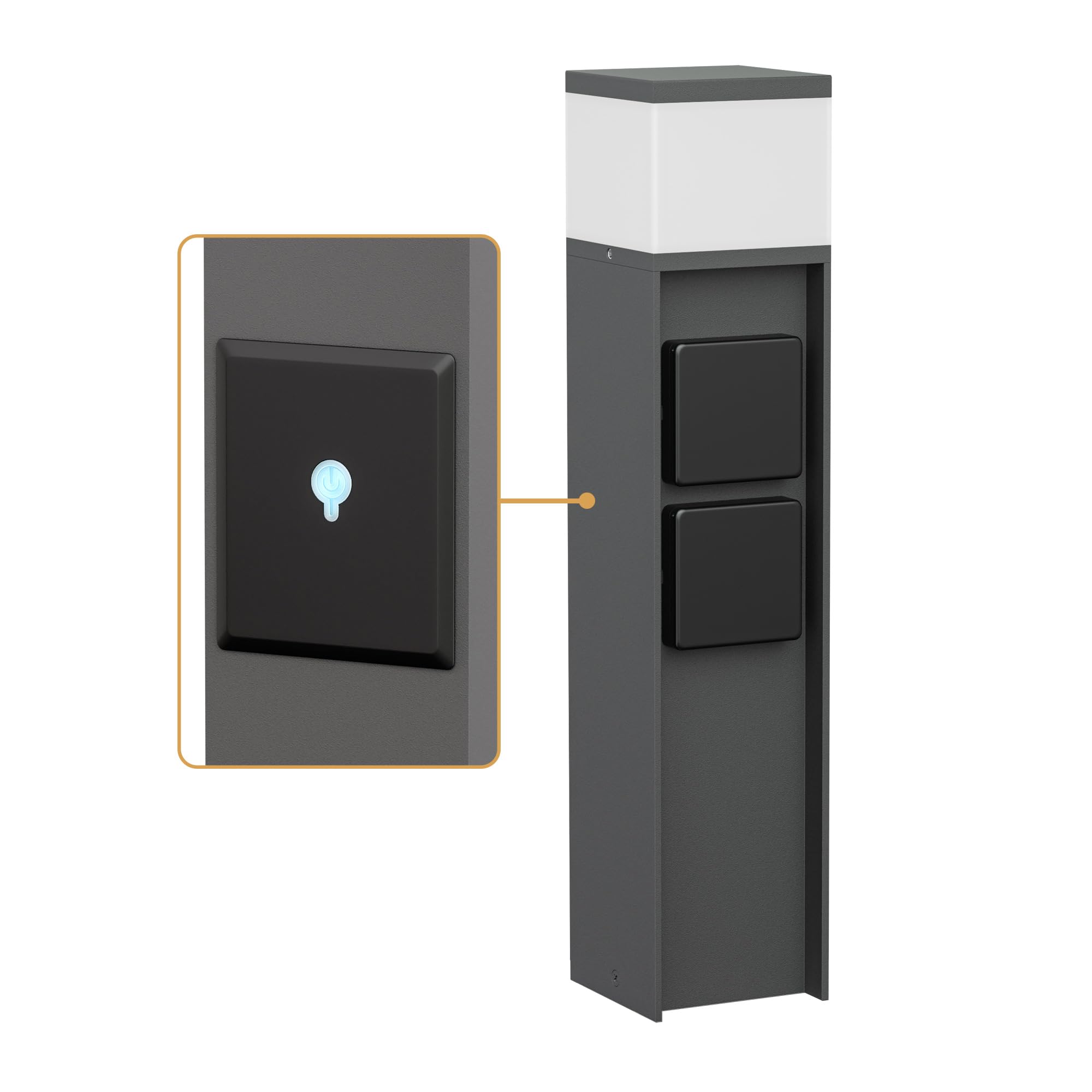 ledscom.de Bollard light PODEL per esterni, Smart Home, 39cm, antracite, 2 prese, incl. lampadina G9, 596lm, bianco