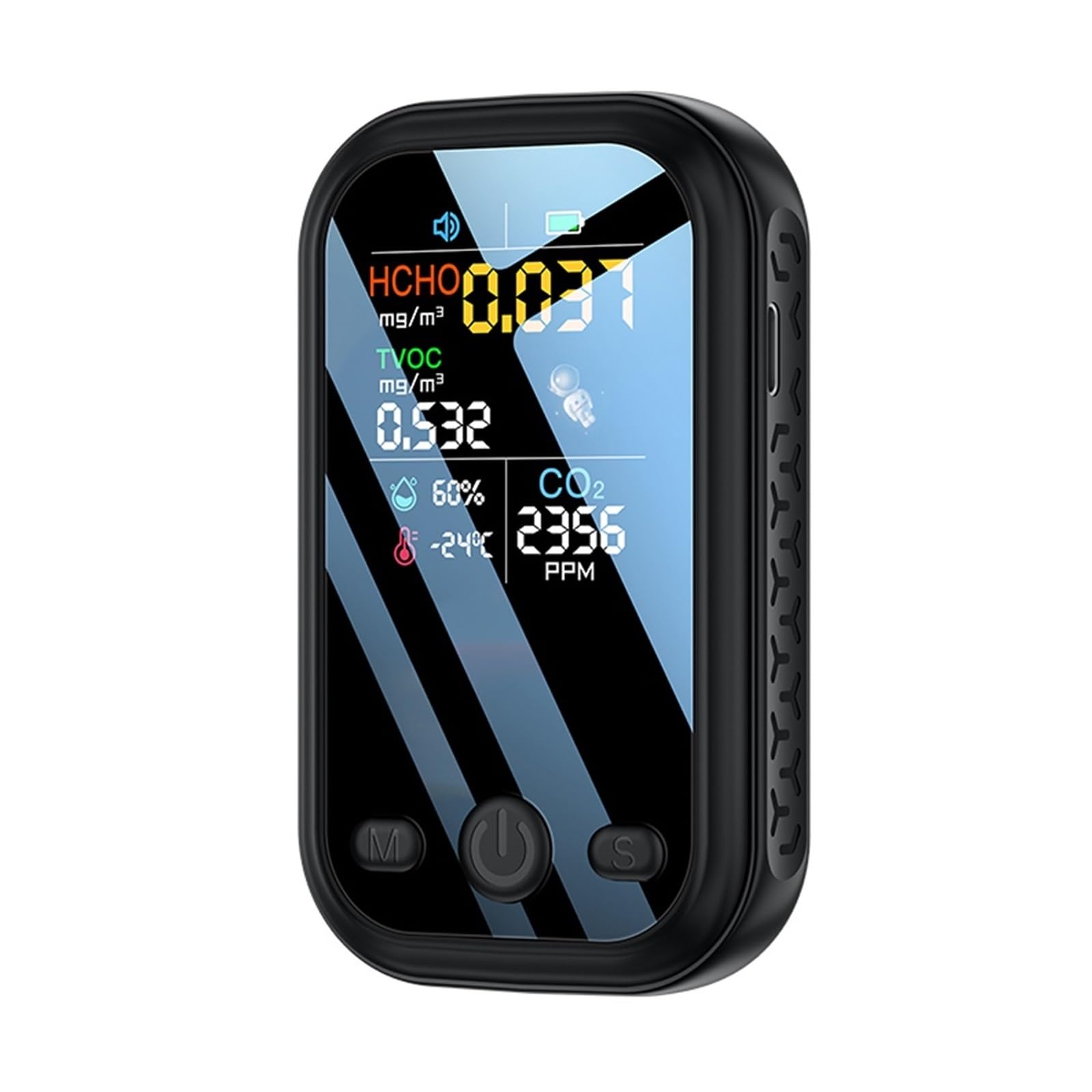 Medidor De CO2 Multifuncional 5 En 1, Probador Digital Temperatura Y Humedad, Sensor TVOC HCHO PM2., Monitor Calidad del Aire Detección Rápida Precisa(Black)
