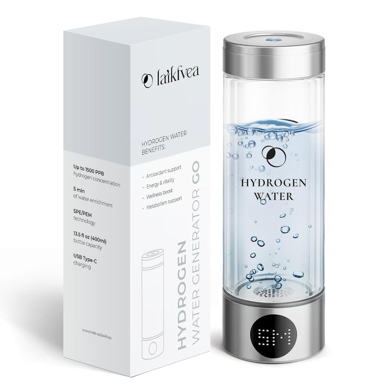 Hydrogen Water Bottle Generator - Portable Glass Hydrogen Water Machine, Up to 1500 PPB,…