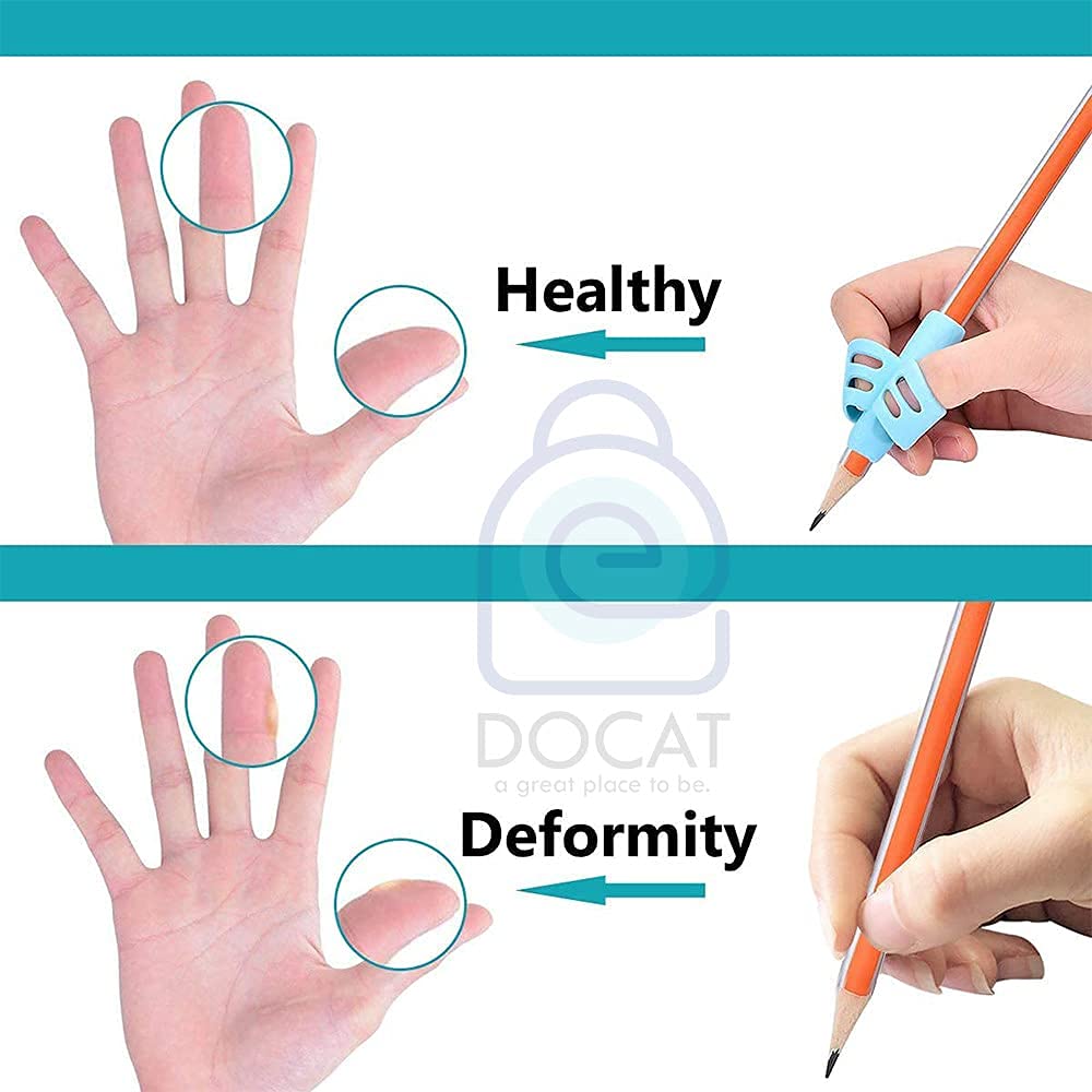 DOCAT Pencil Grips set for Kids Handwriting, Ergonomic Writing Training Aid Correction Silicon Gel Pencil Grip for Children Preschoolers (2) 4