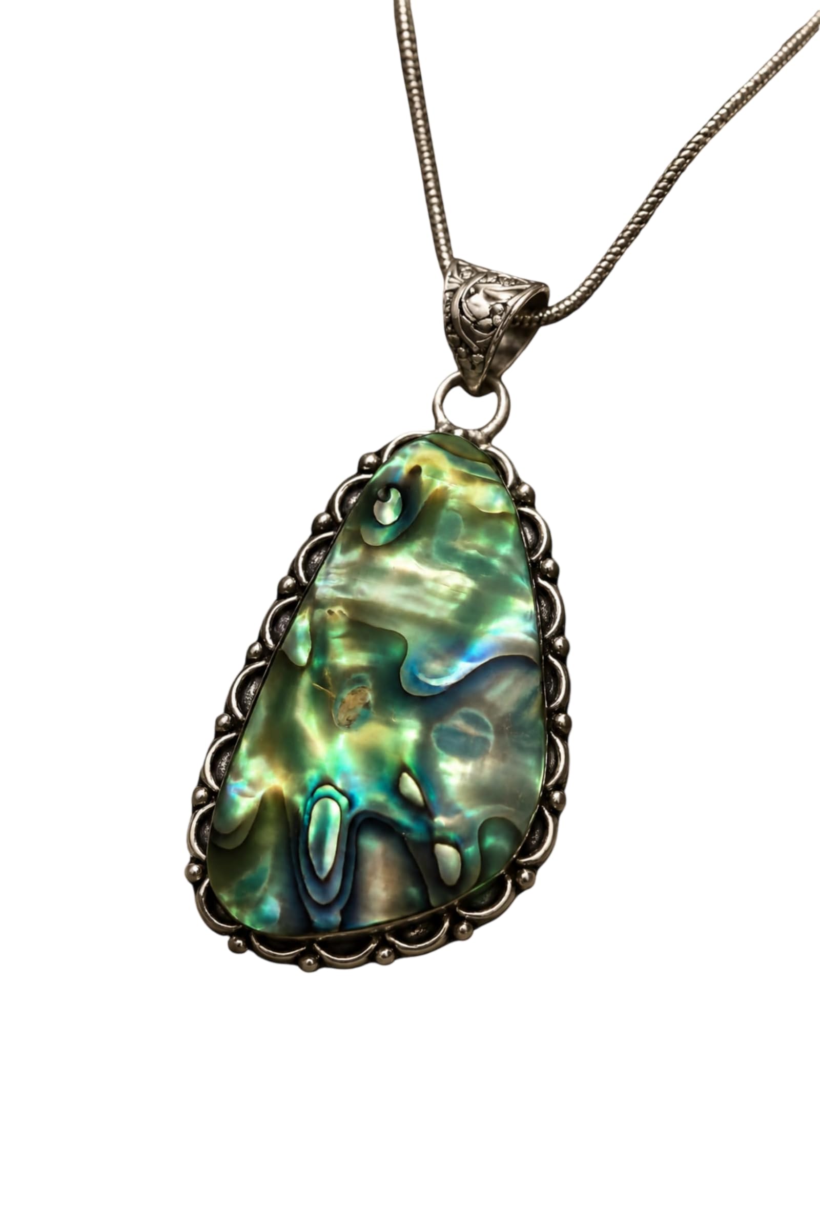 Natural Stone Pendant Necklace for Women | German Silver Chain Necklace | Handmade Artisan Jewelry | Premium Fashion Pendant | Daily Wear, Party, Traditional & Casual Gift-image-23