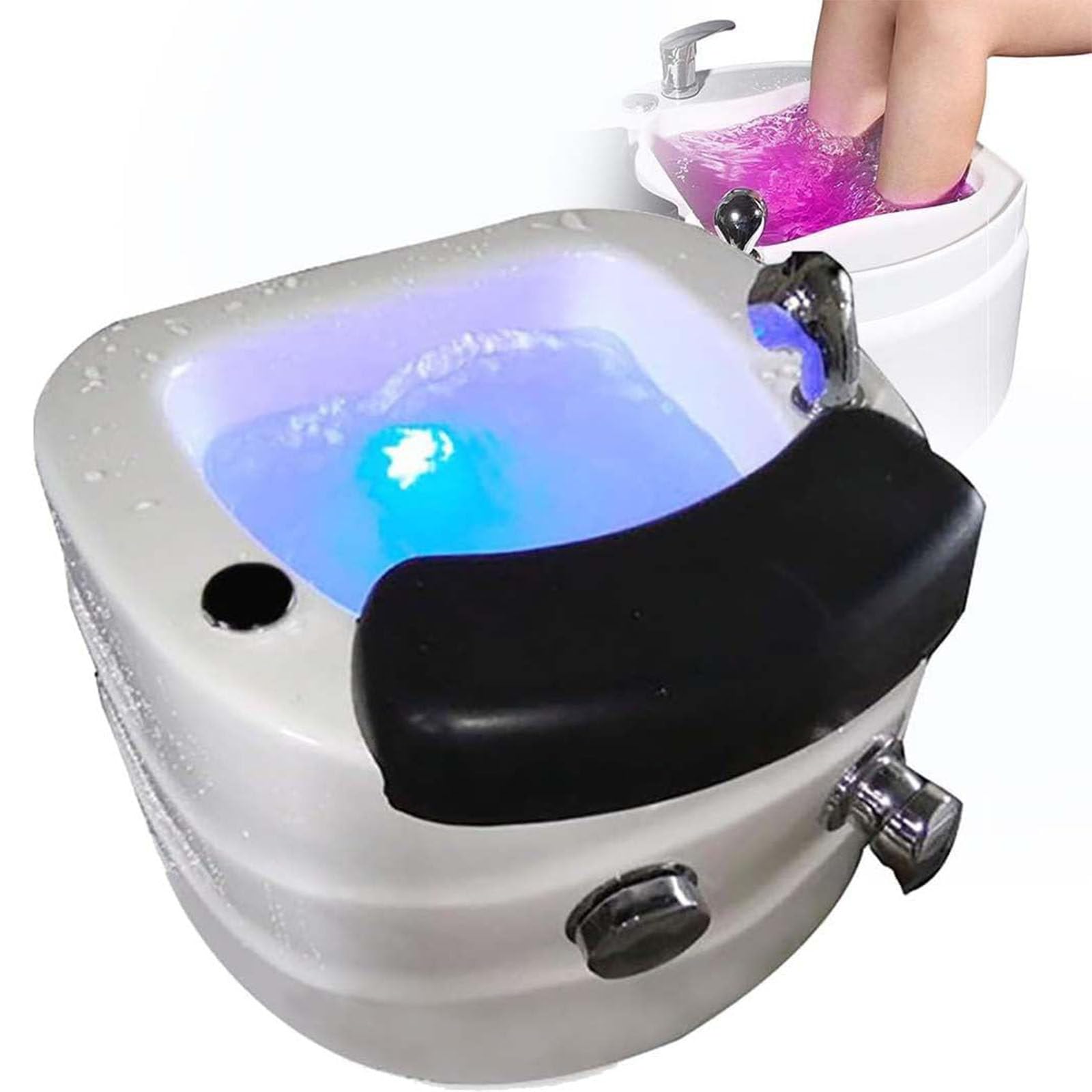 Bañera Hidromasaje Portátil para Pies Y Pedicura - Bañera De Hidromasaje Relajante para Pies con Silla Acrílica, Lavado De Ducha Y Masaje - Ideal para Uso En El Hogar Y Salón