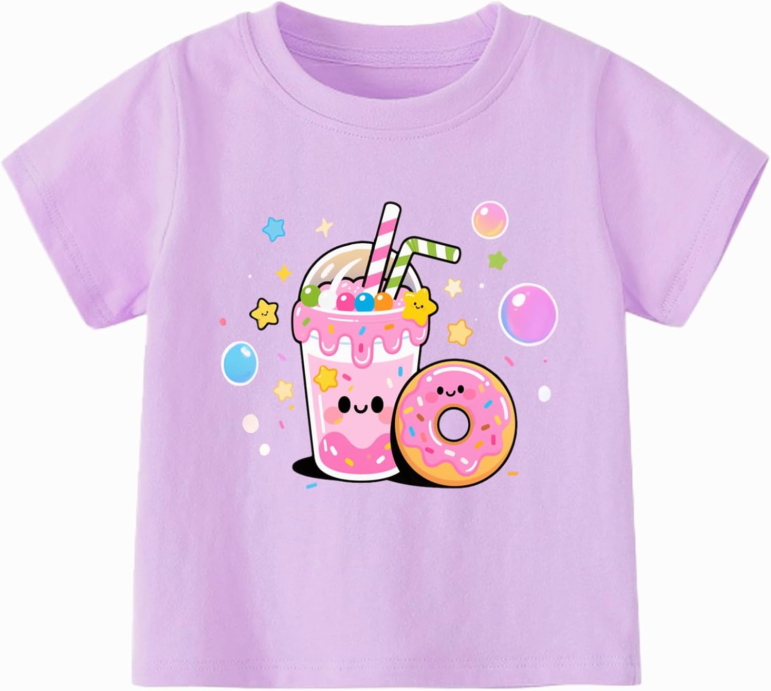 Girls' Shirts Cotton Short Sleeve T-Shirts Casual Graphic Tees Tops 3-7 Years