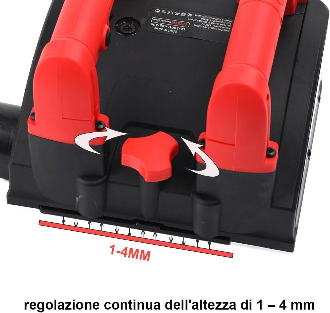 Fresadora de Hormigón Profesional 1200 W - Para Muros, Escayola y Pared de Yeso - 150 mm de Ancho, Profundidad Ajustable 1-4 mm