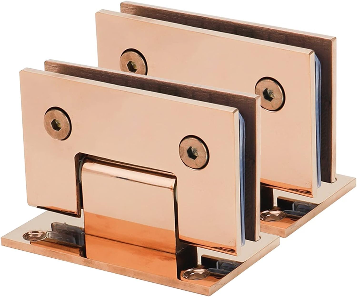 Glass Door Hinges, 2Pcs 304 Stainless Steel, Bright Rose Gold 90° Single Side, 8-12mm Frameless Shower Door Hinges